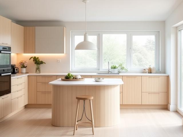 Skandinaavinen keittiö saarekkeella
